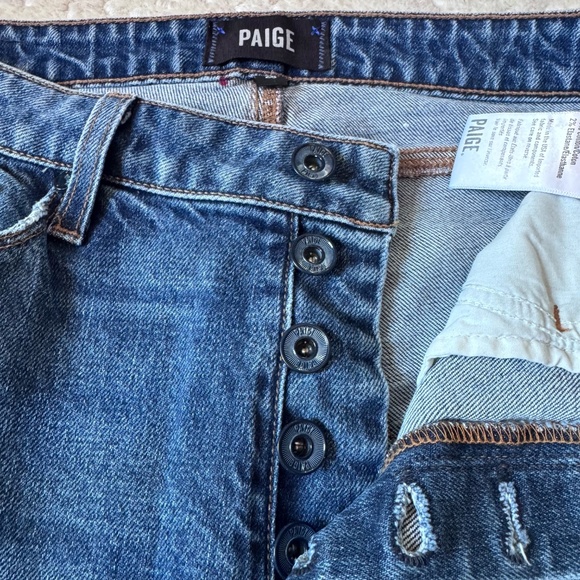 PAIGE Colette Crop Flare Jeans 28 High Rise Button Fly Raw Hem Cropped Denim - Picture 4 of 17